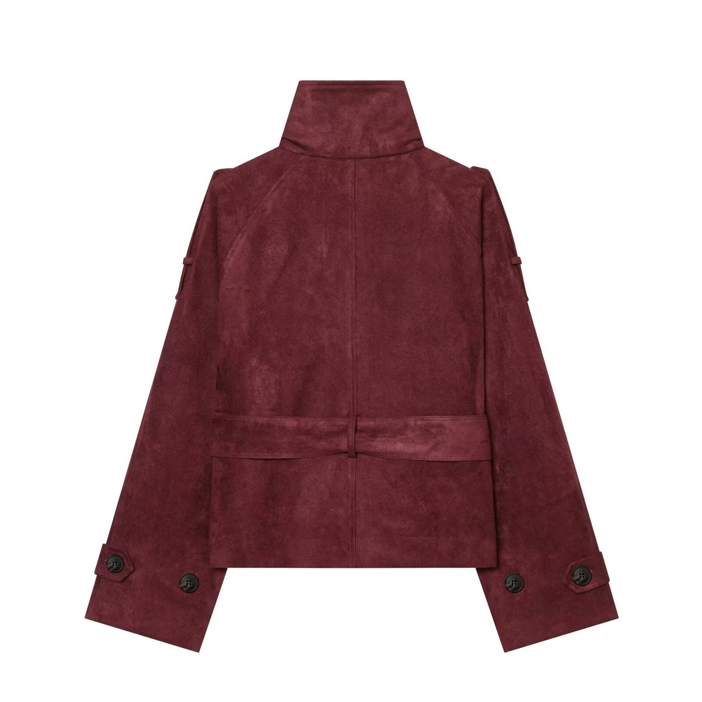 Women's with belt imitation suede jacket Coat