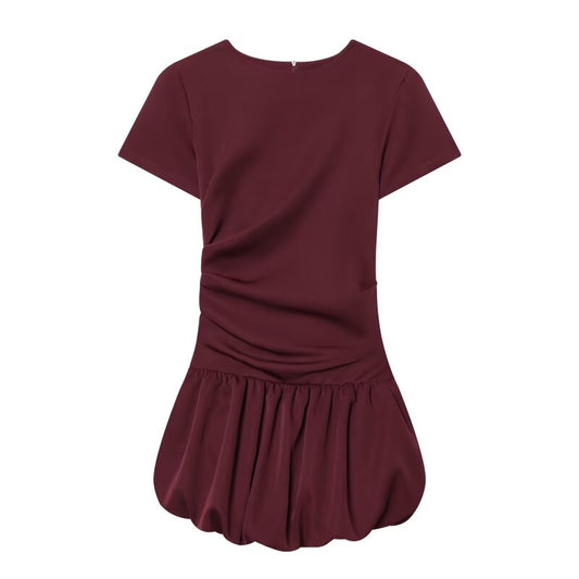 Women's pleated decorative balloon version dress