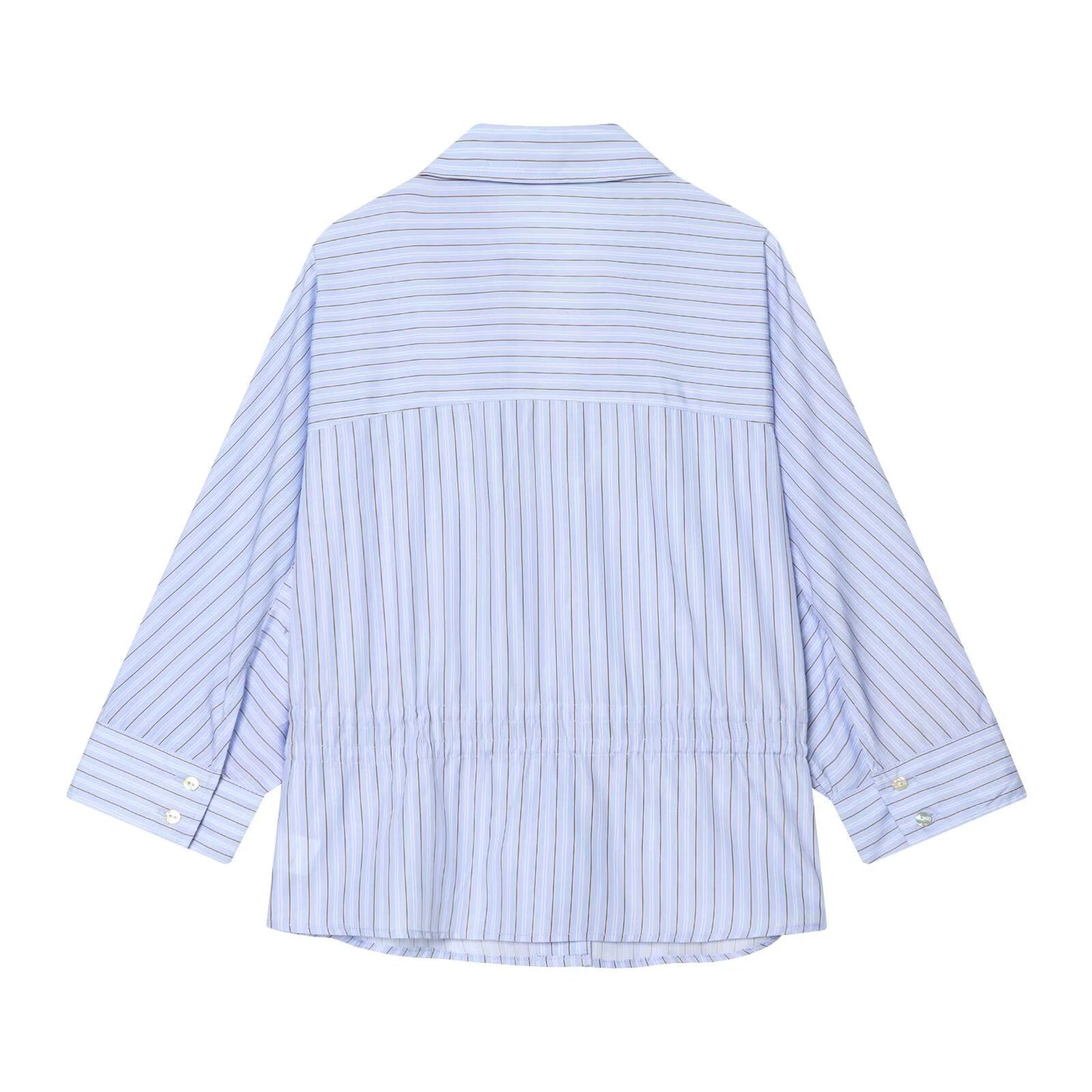 Women's bow decoration casual striped shirt
