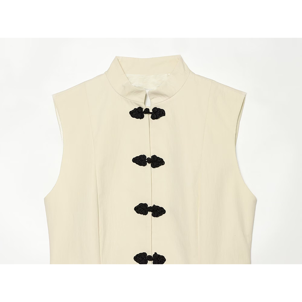 Women's new slim stand collar vest