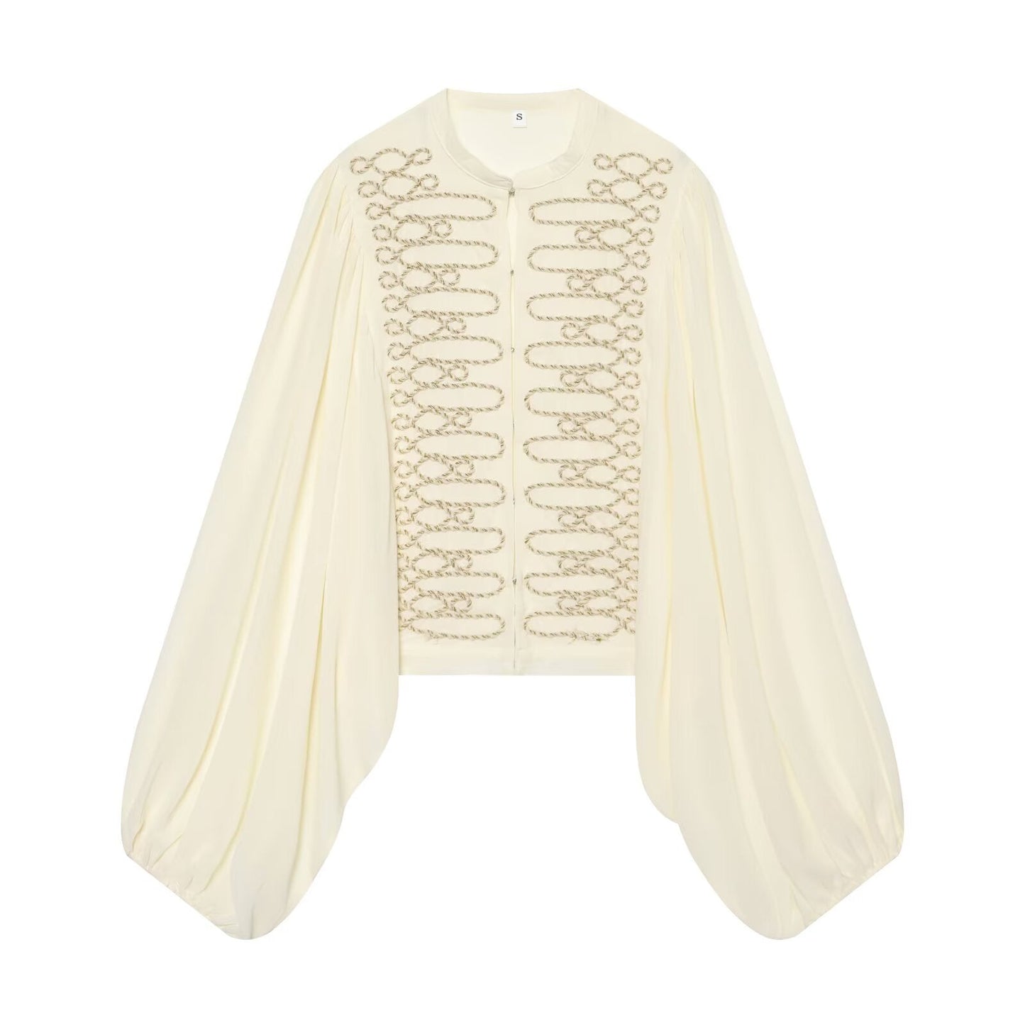Women's long sleeved O Neck rope Knot button shirt