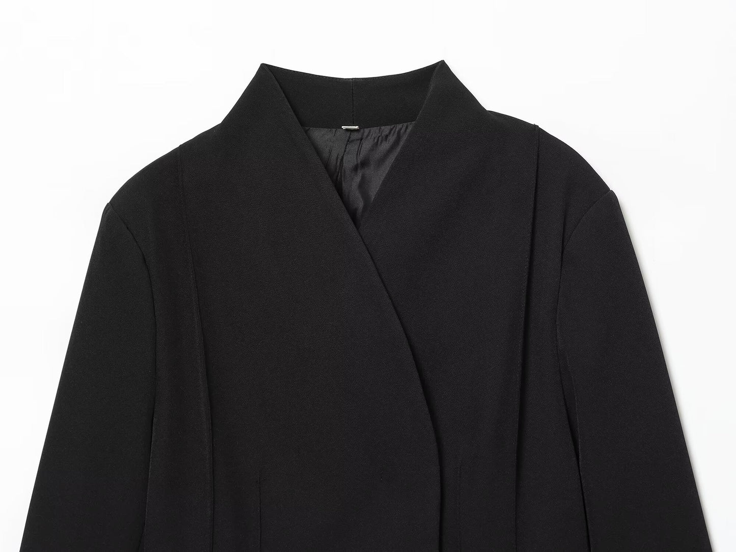 Women's 2025 new fashion black slim stand collar suit jacket+Pants suit