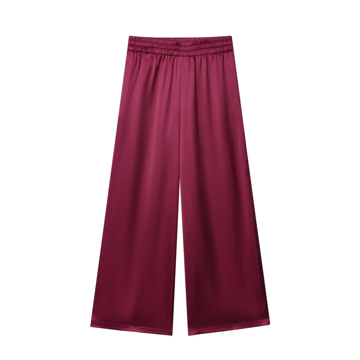 Women's new fashion with Belt short sleeved satin textured shirt+Pants suit