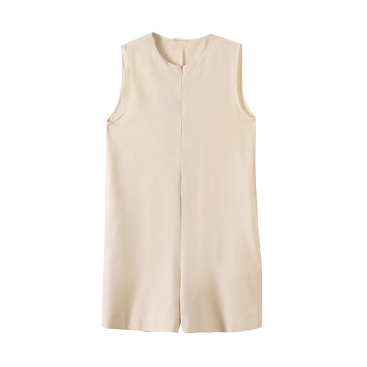 Women's 2025 new fashion zipper design sleeveless jumpsuit
