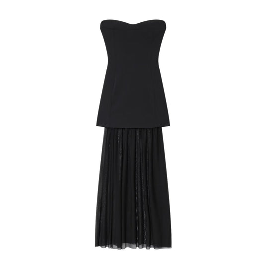 Women's new fashion sleeveless patchwork strapless MIDI dress