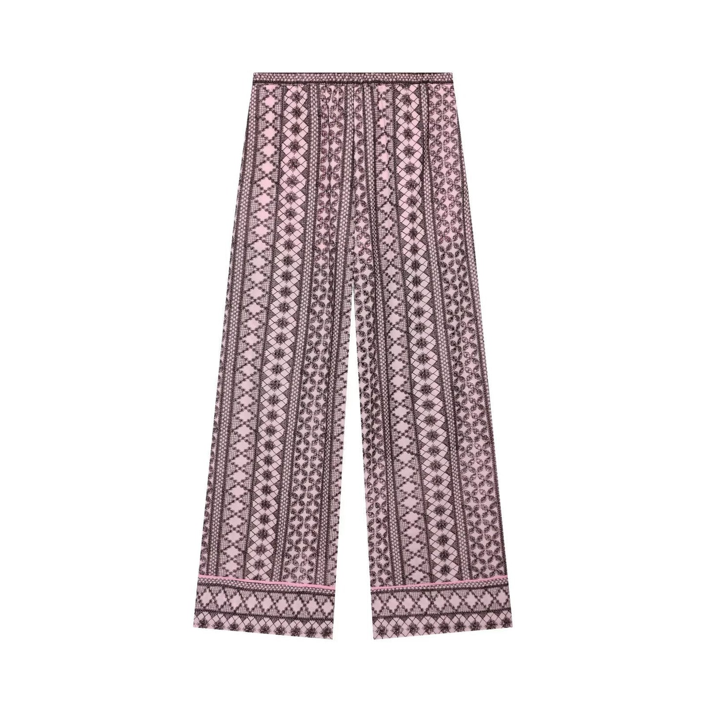 suit Women's 2 pieces hollowed out embroidered wide leg pants+top