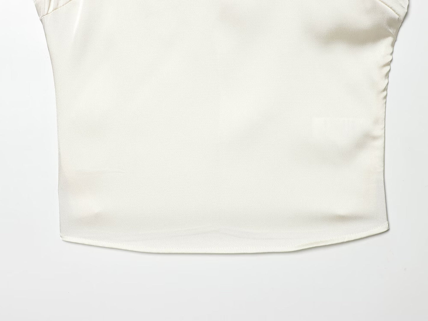 Women's satin textured short button top
