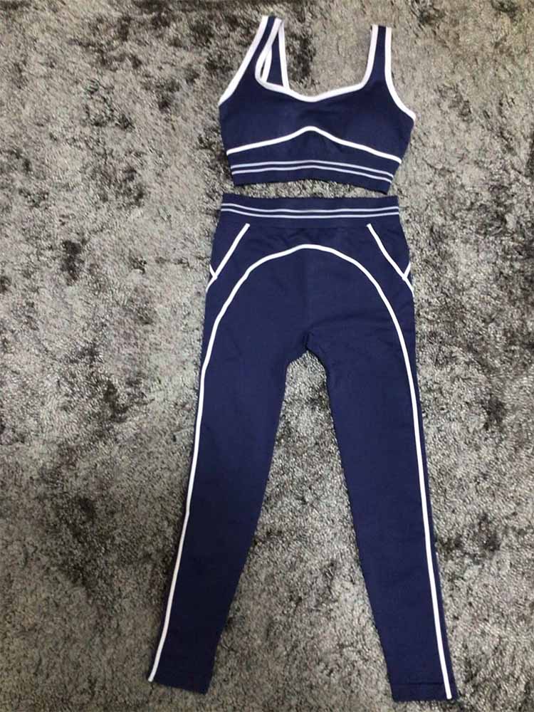 Women's new fashion high elastic speed dry bra pants yoga suit