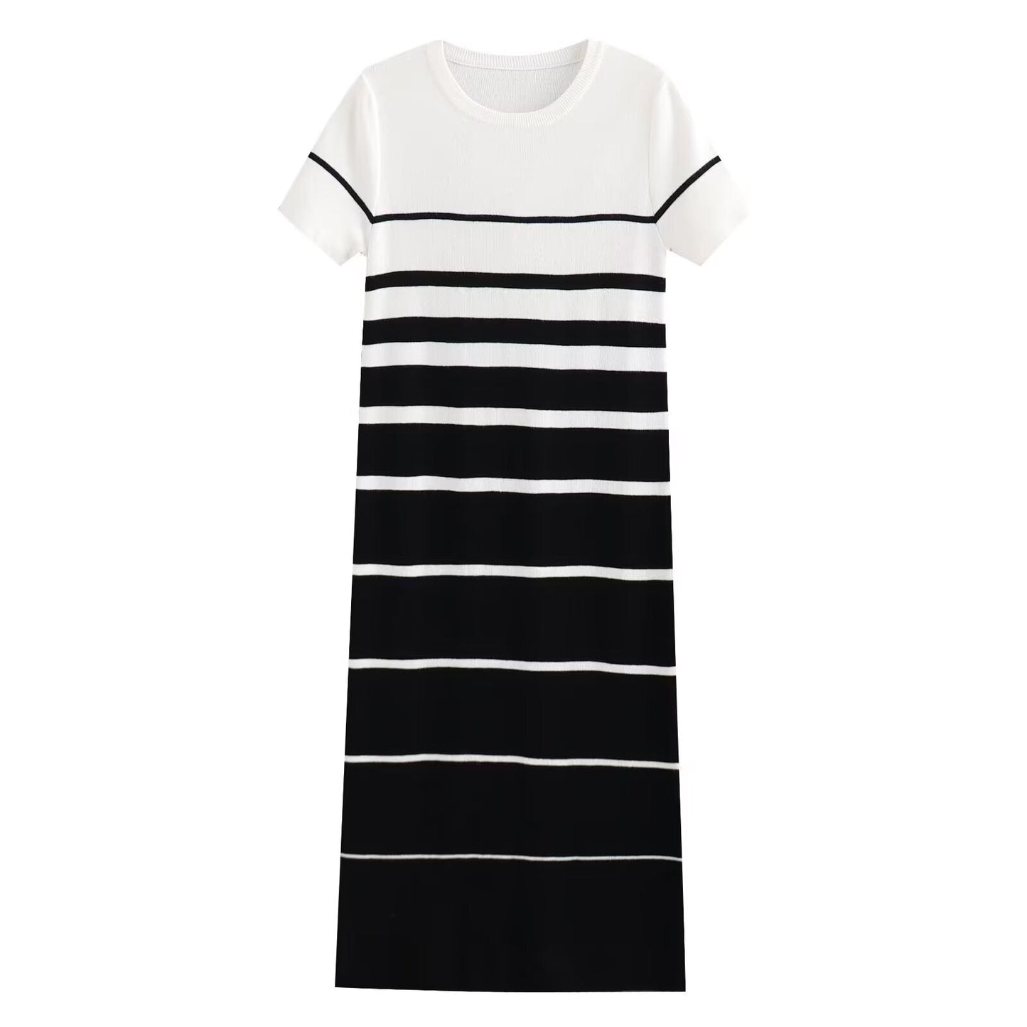 Women's round neck knitted striped dress