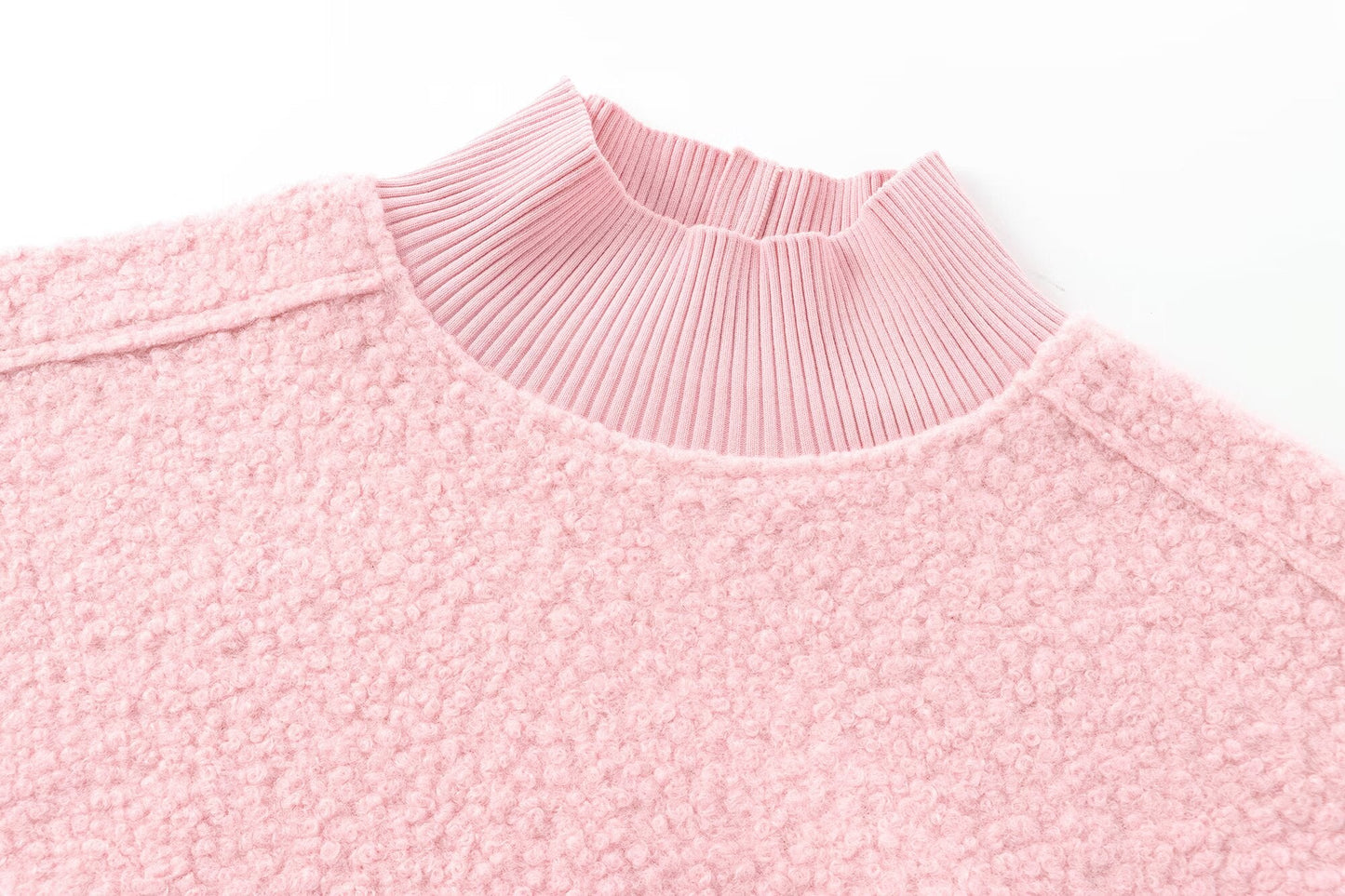 Women's short standing collar woolen sweatshirt