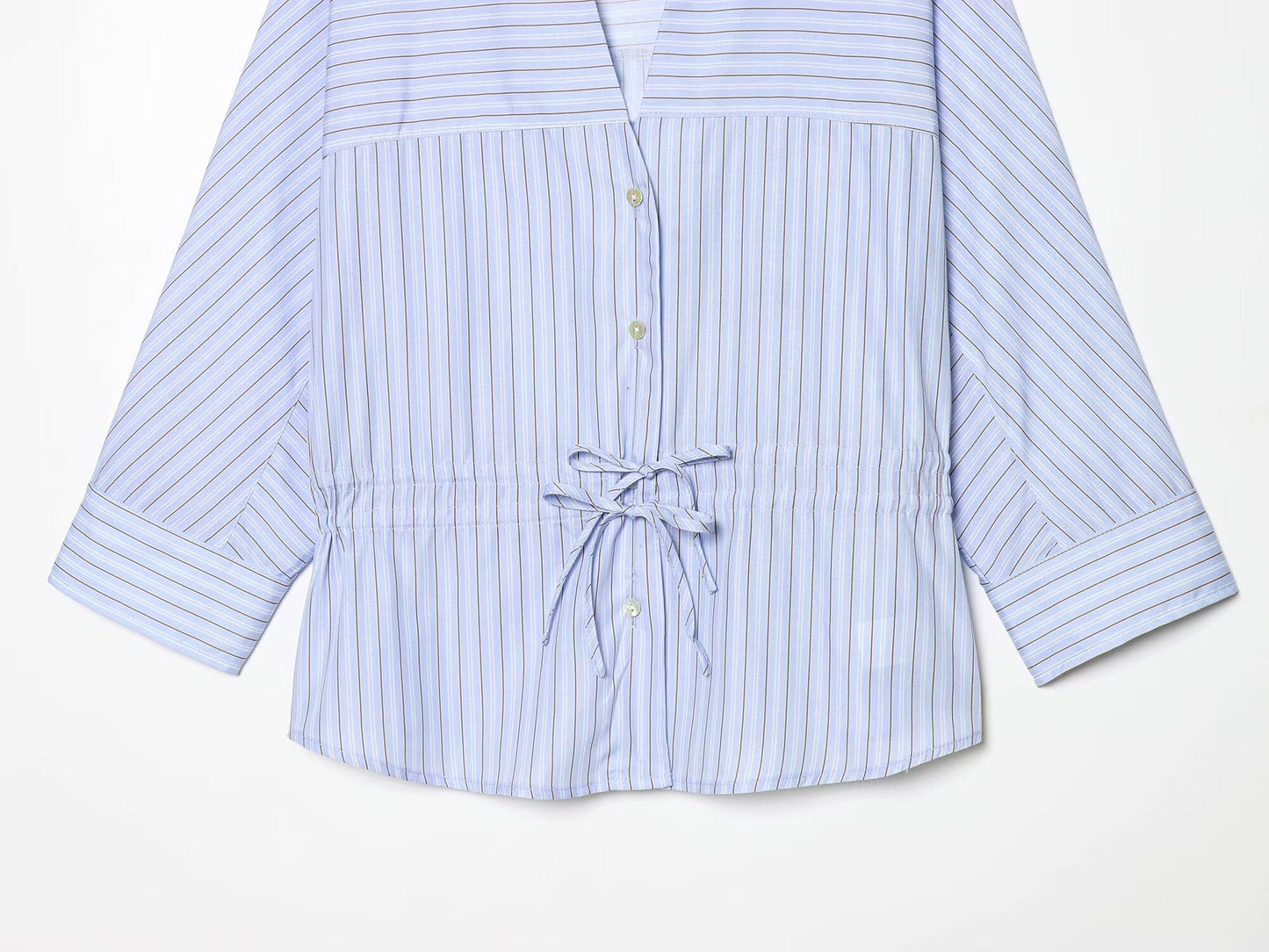 Women's bow decoration casual striped shirt