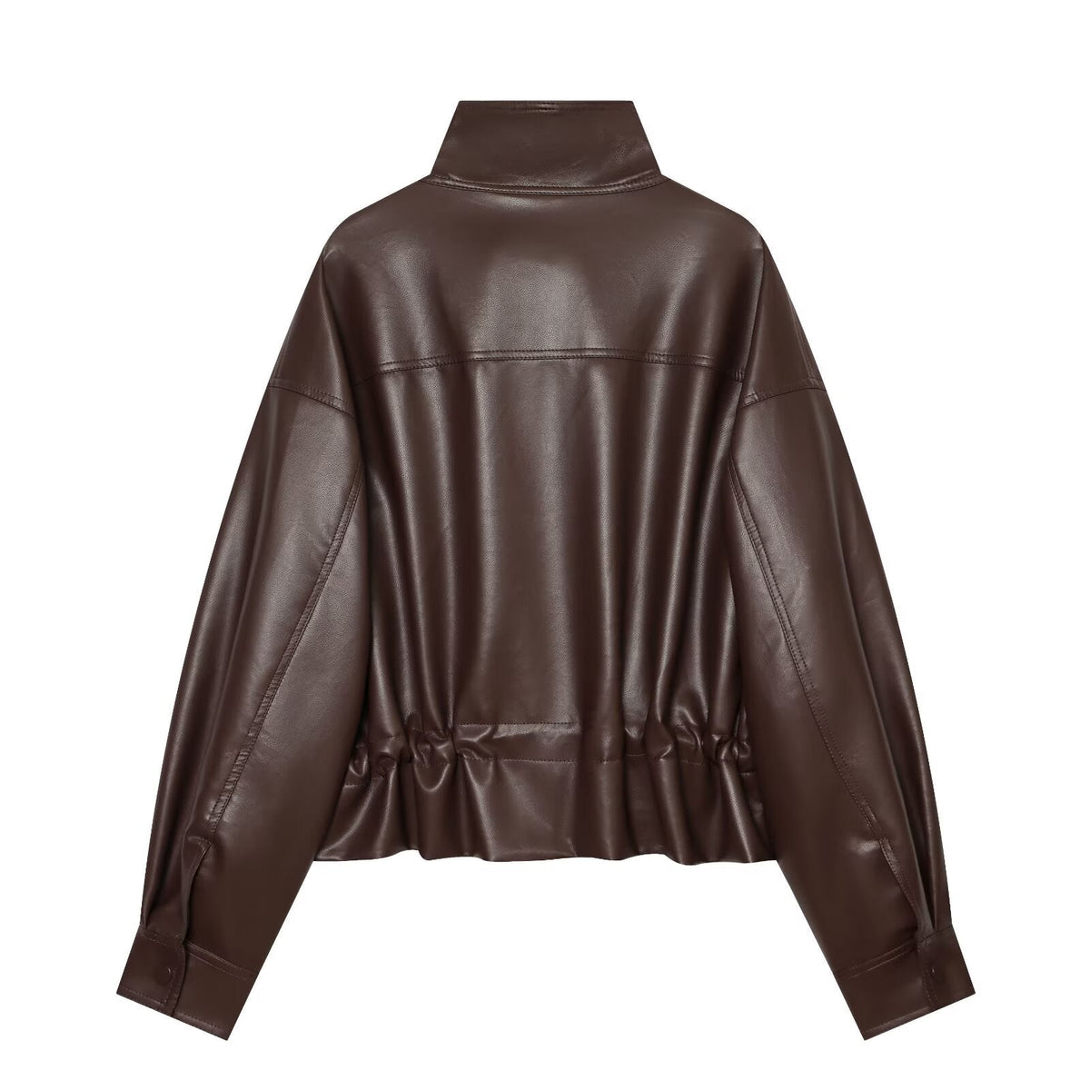 Women's leather effect adjustable waist jacket Coat