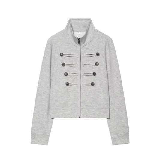 Women's short standing collar hoodie style Coat