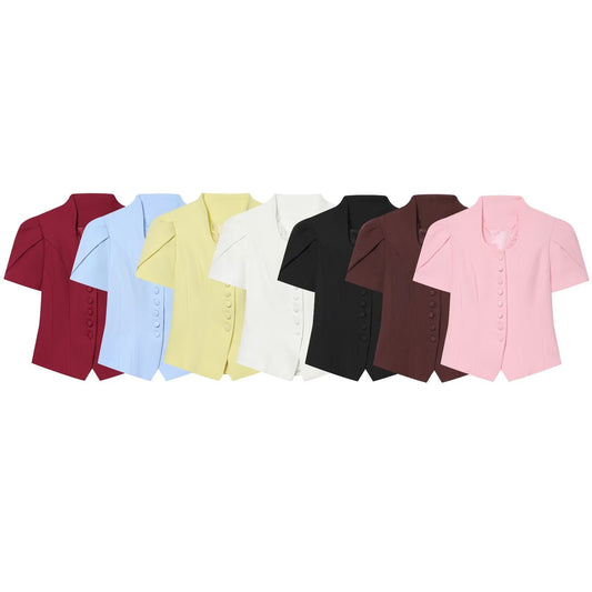 Women's new lace patchwork short sleeved Blazer top