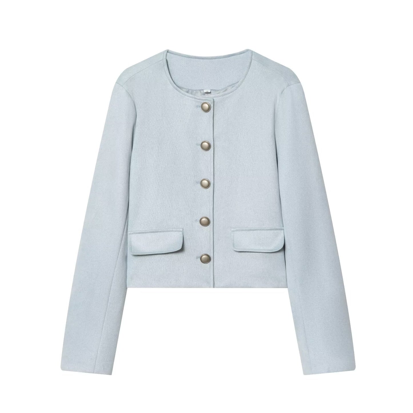Women's suede texture short O Neck Coat