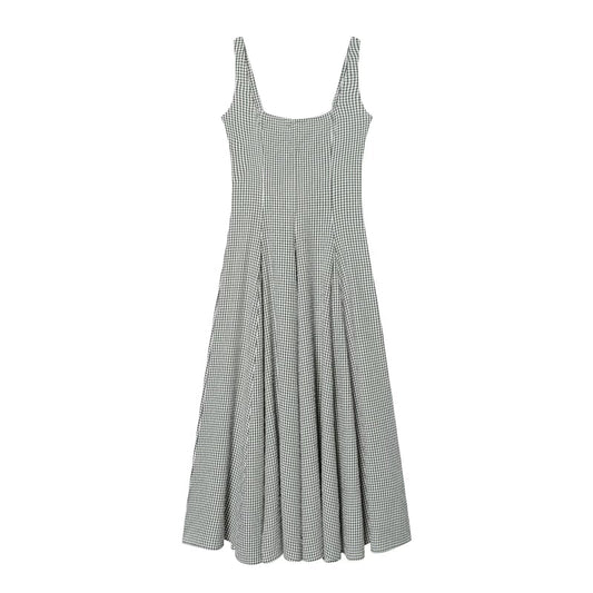 Women's sleeveless plaid MIDI dress