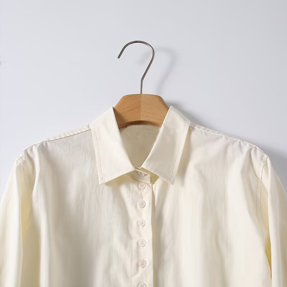 Women's casual Lapel long sleeved button up shirt
