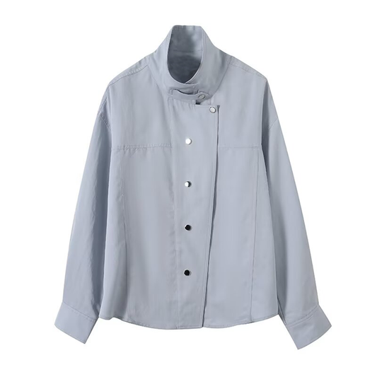 Women's loose high neck long sleeved shirt