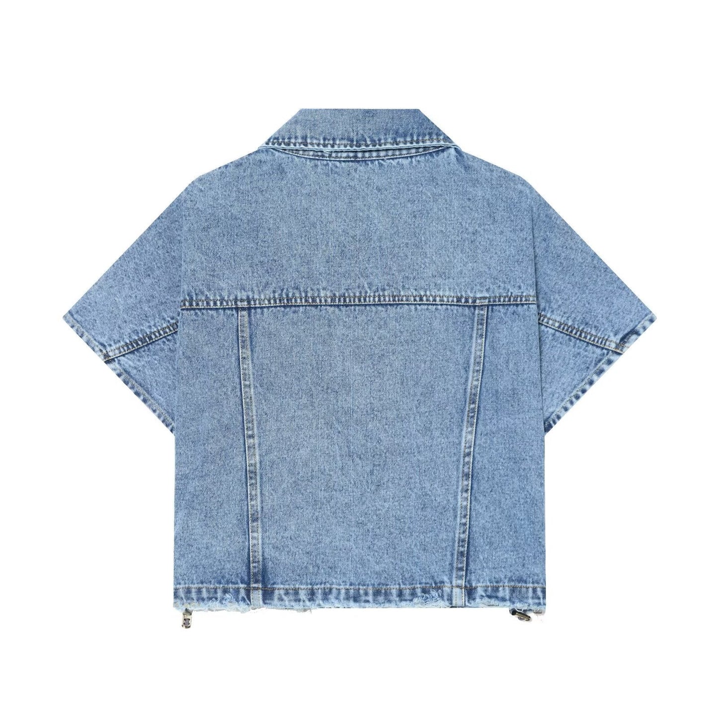suit Women's 2 pieces casual short denim shirt+culottes