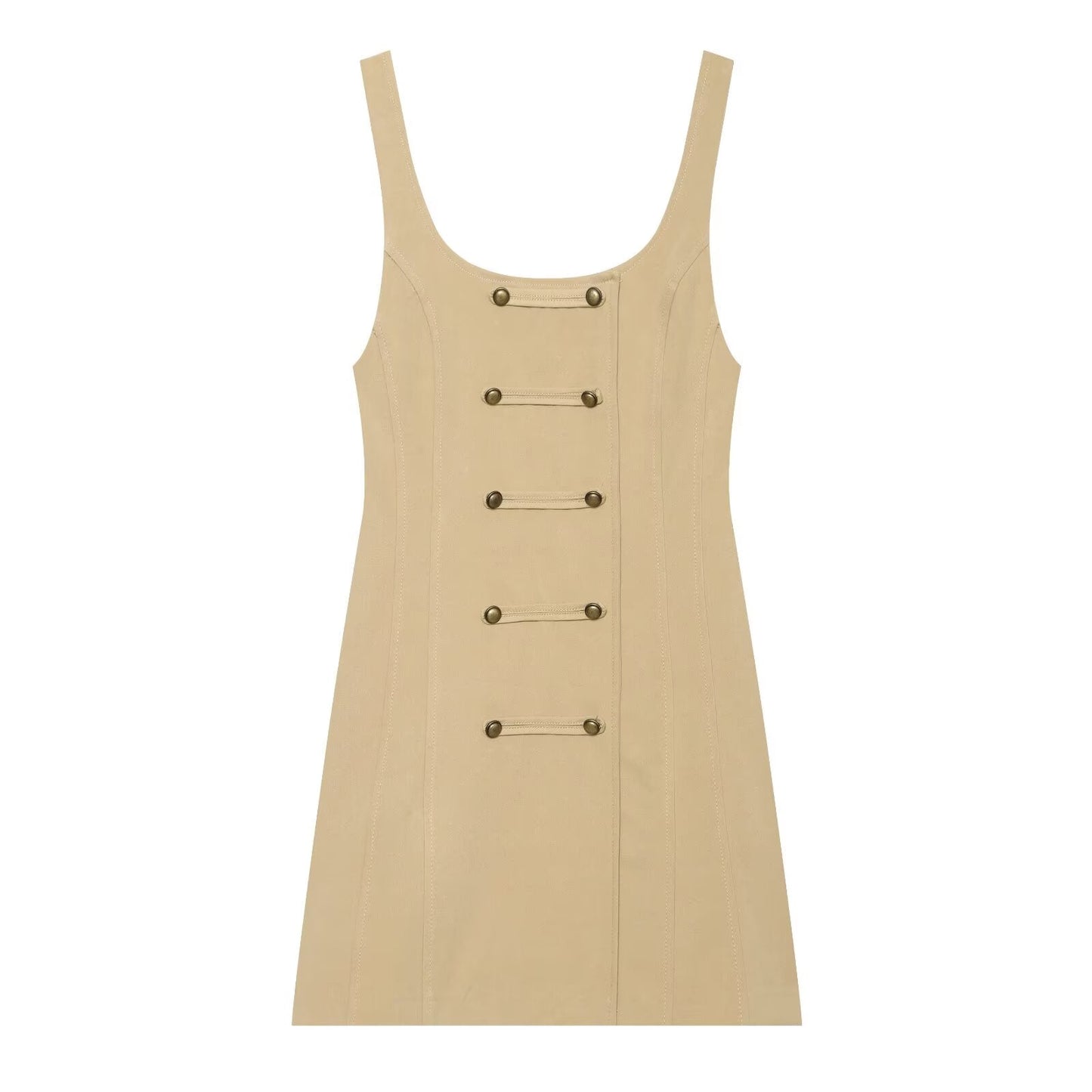 Women's buckle decoration mini dress