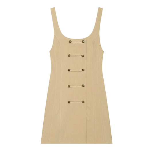 Women's buckle decoration mini dress