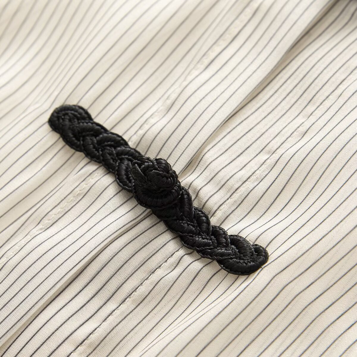 Women's O Neck striped rope button shirt