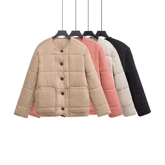 Women's loose new O Neck long sleeved cotton Coat