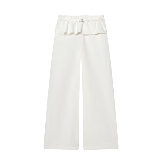 Women's layered waist design casual nylon pants