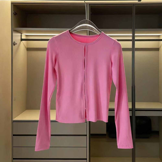 2026 women's new long-sleeved T-shirt with basic thread