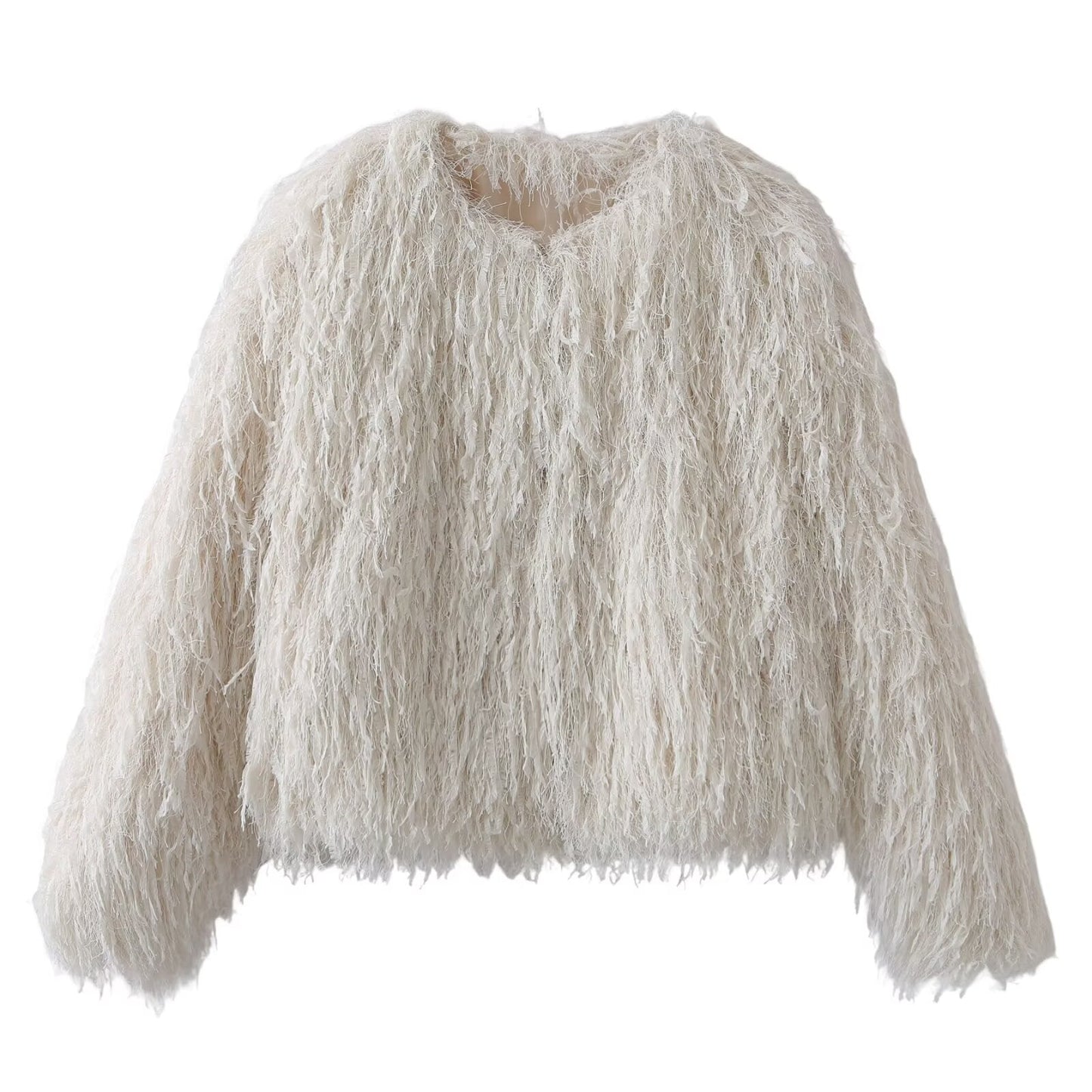 Women's metal Edge decorative short O Neck Coat