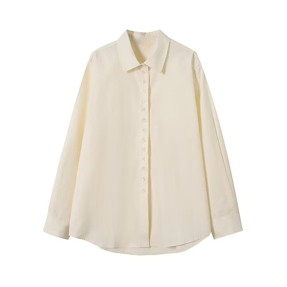 Women's casual Lapel long sleeved button up shirt