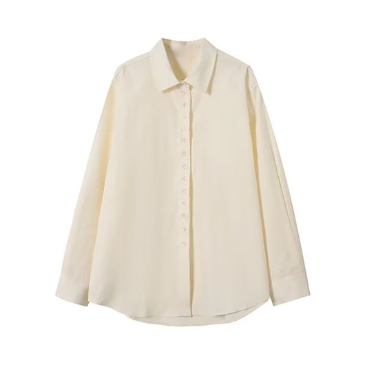 Women's casual Lapel long sleeved button up shirt