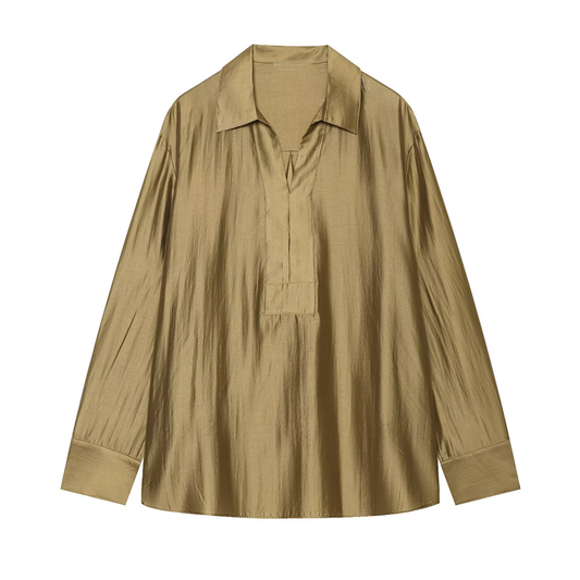 Women's loose satin textured casual shirt