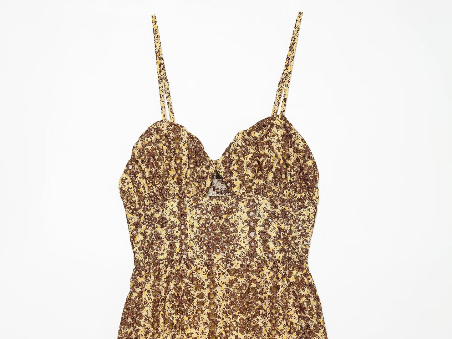 Women's open design embroidered suspender dress
