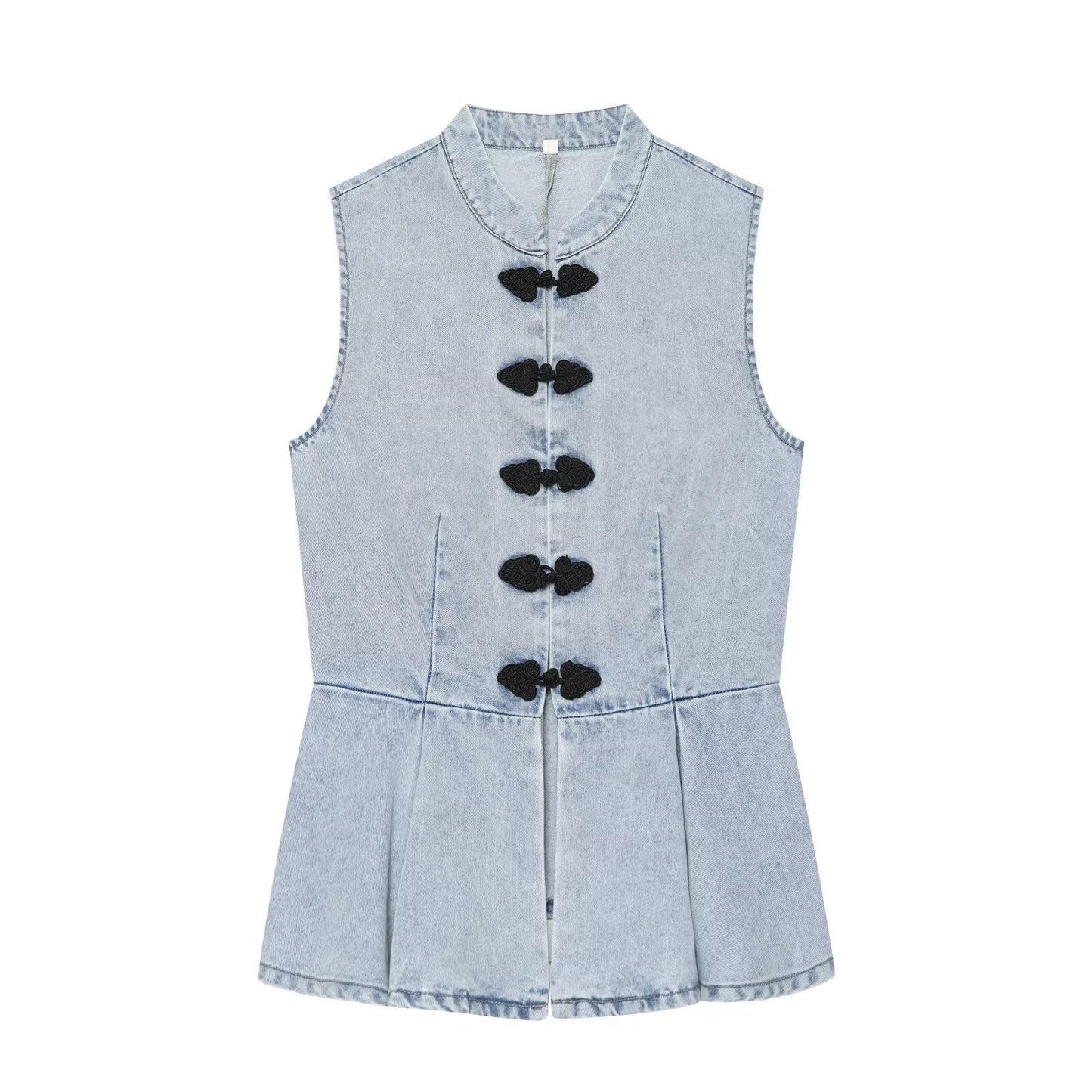 Women's rope knot denim vest style top