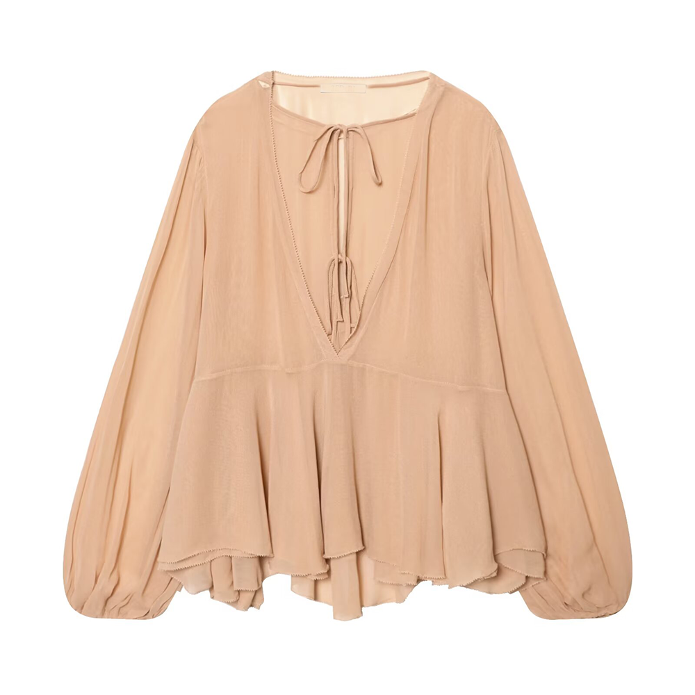 Women's layered decorative casual lace up shirt