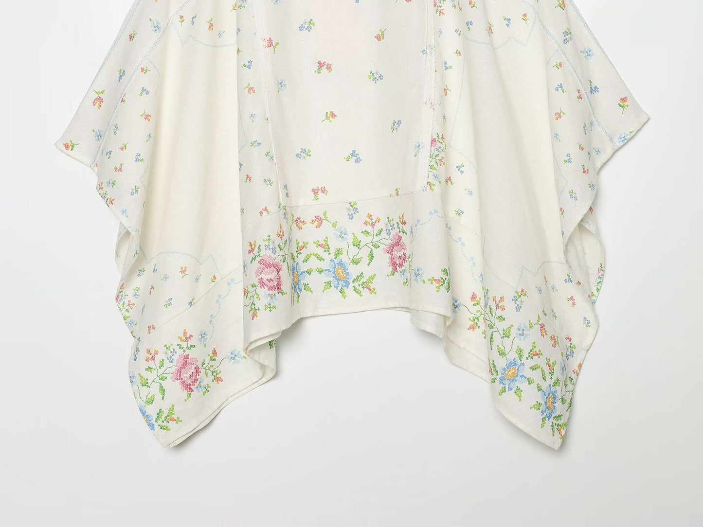 suit Women's 2 pieces linen blend printed asymmetrical top+shorts