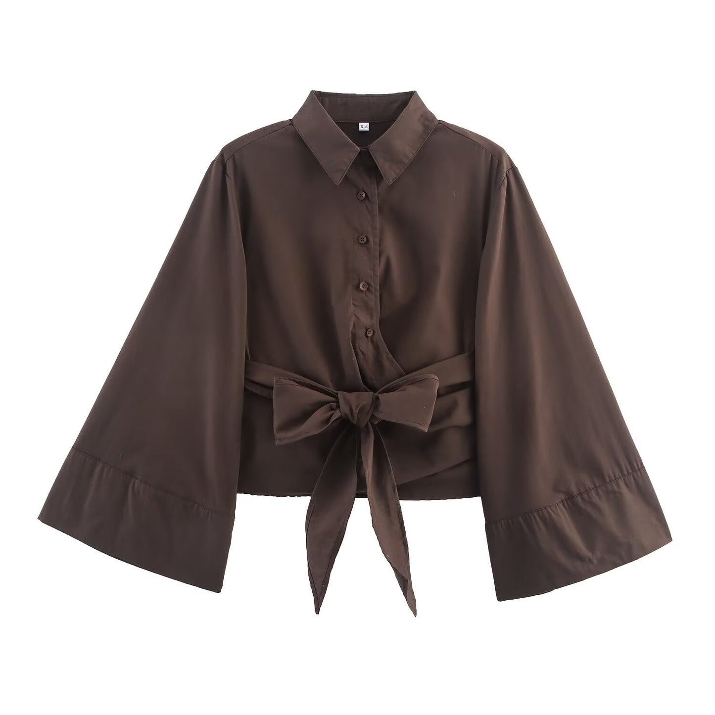 Women's bow decoration casual poplin shirt