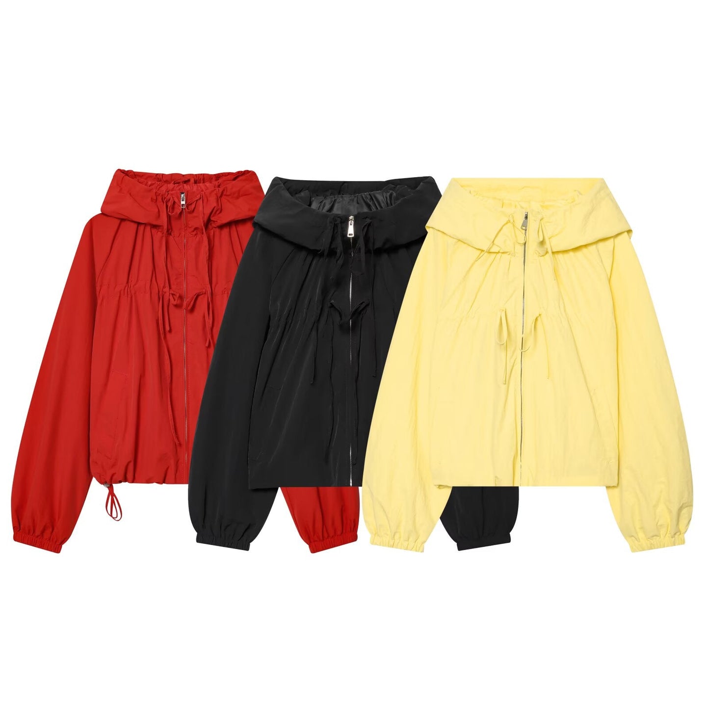 2026 Women's bow decoration nylon hooded Coat