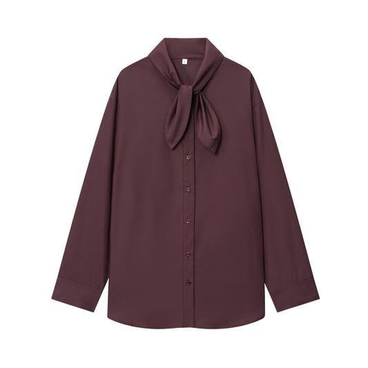 Women's new fashion scarf decoration loose poplin button up shirt