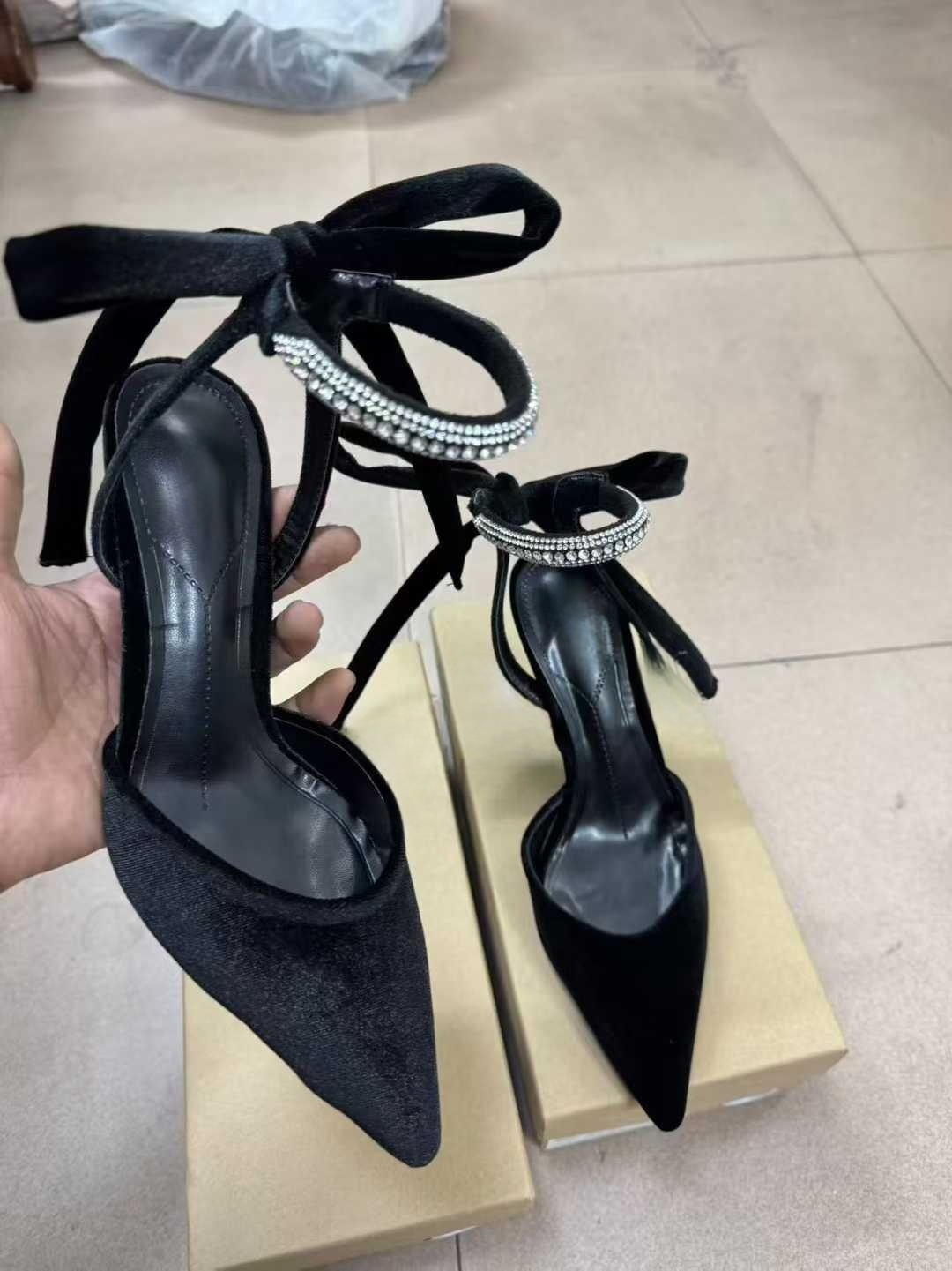 2026 New Style Suede High Heels with Stiletto Heels and Pointed Toes - Women's Sandals