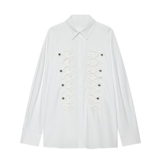Women's rope knot buckle decoration poplin shirt