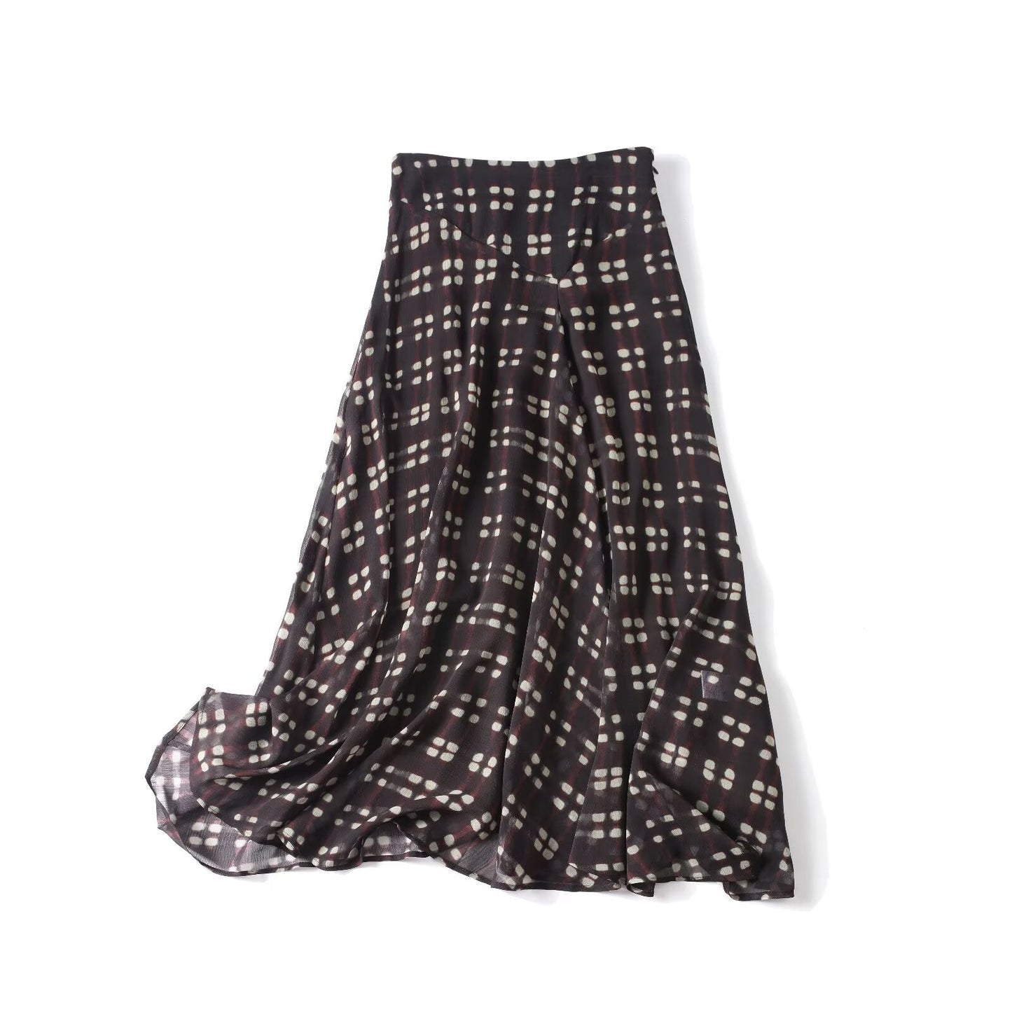 Women's casual retro plaid printed MIDI skirt