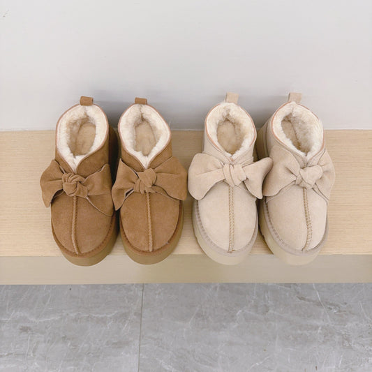 Women's new bow accessories platform snow shoes