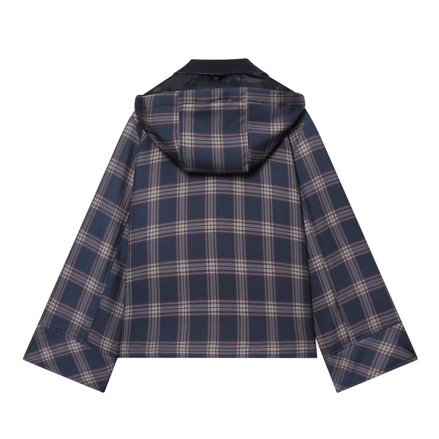 Women's loose checkered hooded cotton jacket Coat