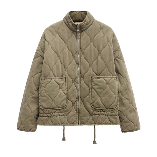 Women's winter loose warm standing collar cotton Coat