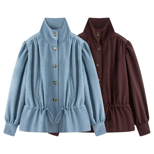 Women's bubble sleeve solid short windbreaker Coat