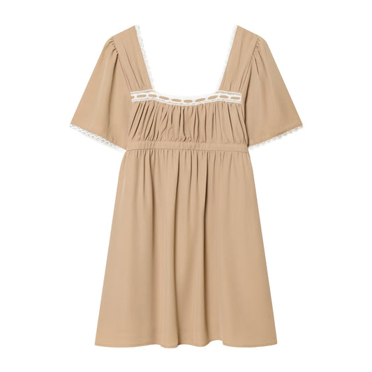 Women's short sleeved patchwork lace dress