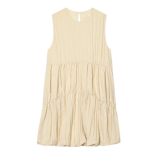 Women's balloon version pleated mini dress