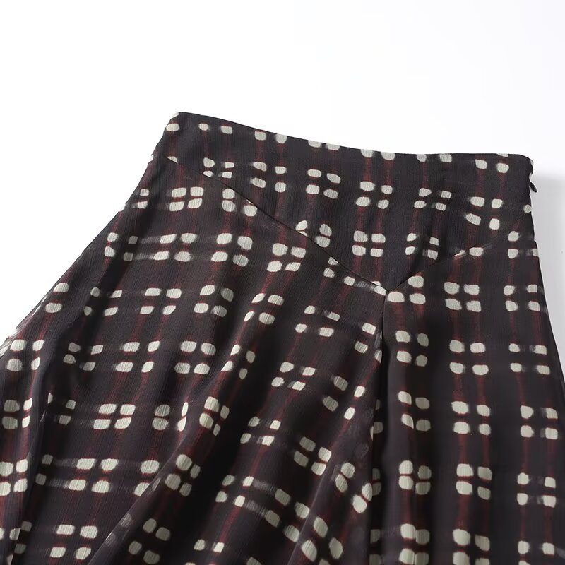 Women's casual retro plaid printed MIDI skirt